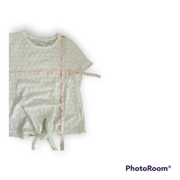 Madewell Texture and Thread Open Knit Geo Eyelet Tie Waist T-Shirt Top Large - Picture 6 of 8